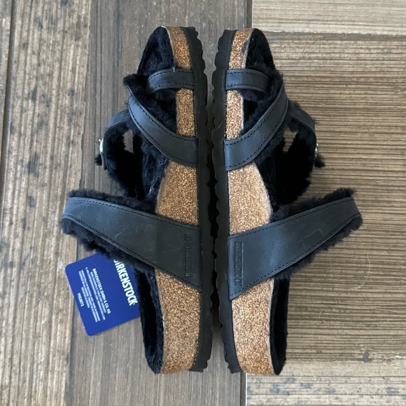 Birkenstock Mayari Shearling Natural Leather Oiled sandals size 6 - Picture 10 of 12